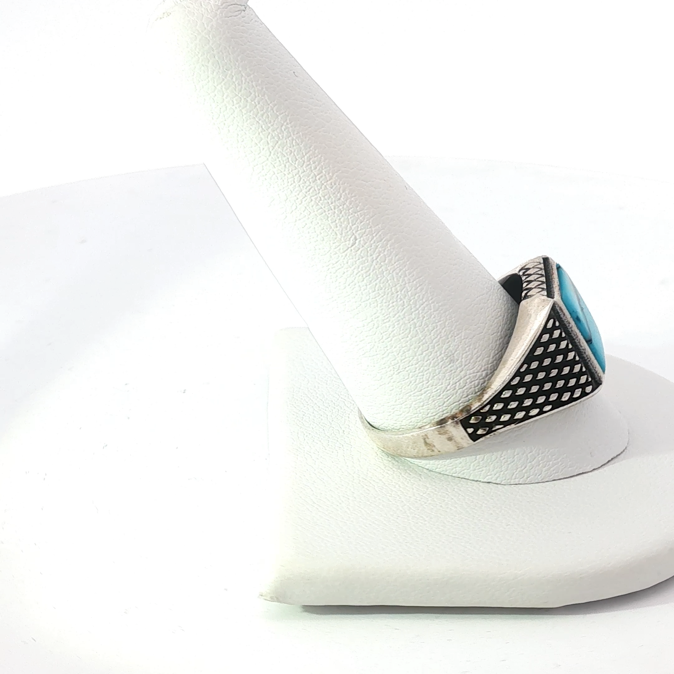 Rectangular Turquoise Silver Signet Ring