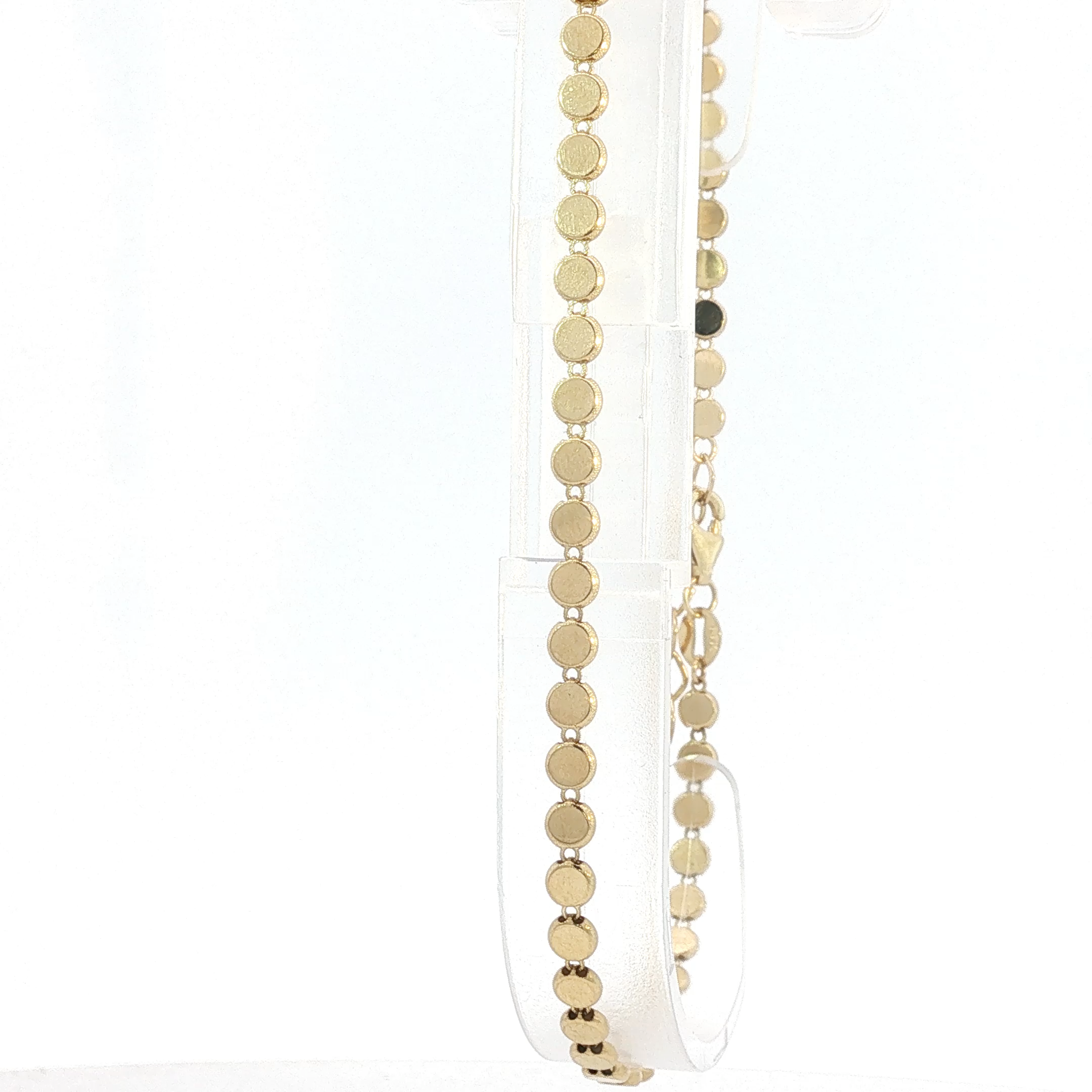 Yellow Gold Flat Disc Link Bracelet