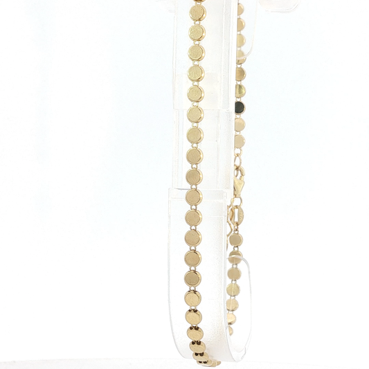 Yellow Gold Flat Disc Link Bracelet