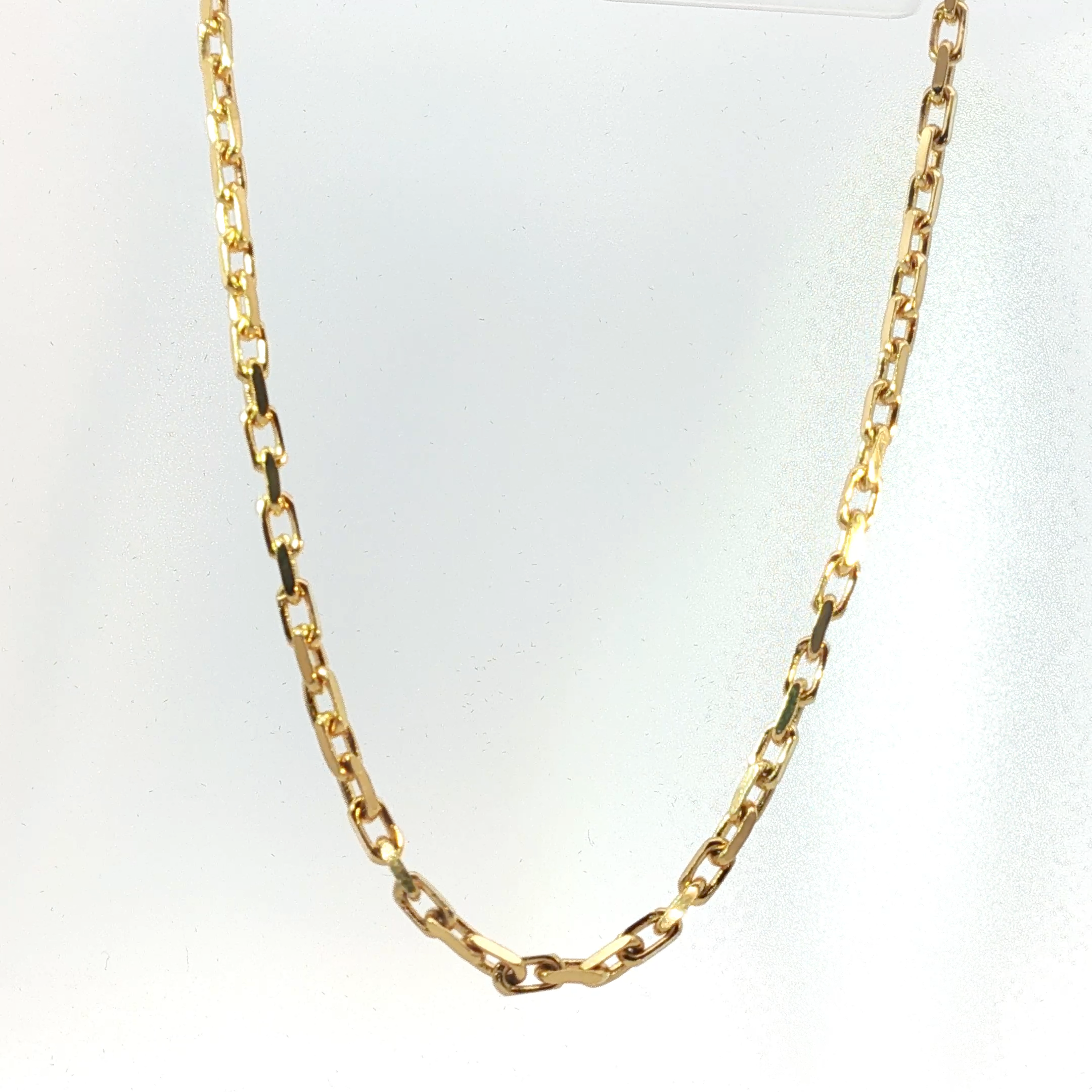 Yellow Gold Elongated Cable Necklace