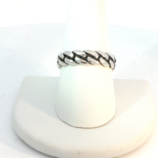 Silver Curb Chain Link Band Ring