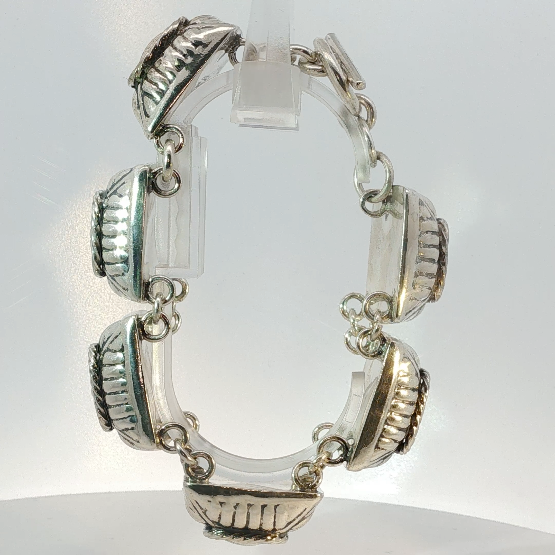 Textured Square Link Chain Bracelet in Silver