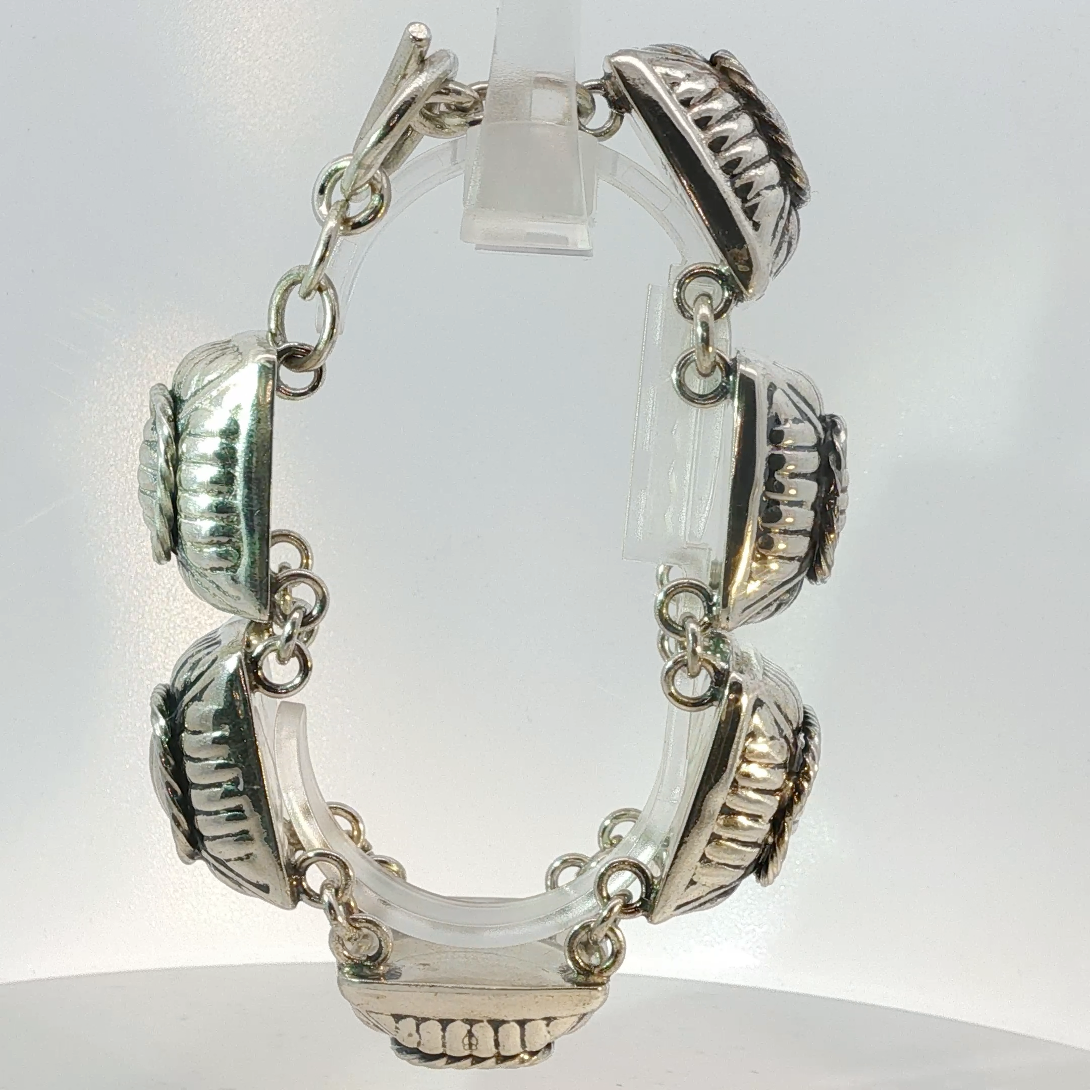Textured Square Link Chain Bracelet in Silver