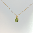 Load image into Gallery viewer, Round Cut Peridot Solitaire Pendant in Yellow Gold
