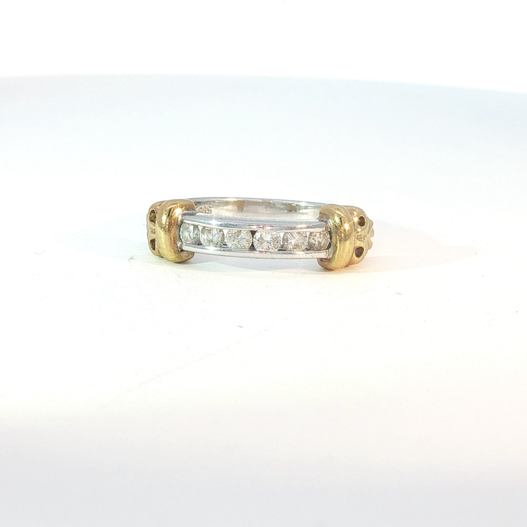 Two-Tone Diamond Channel-Set Band Ring in White Gold