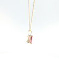 Load image into Gallery viewer, Emerald-Cut Pink Tourmaline Pendant Necklace in Yellow Gold
