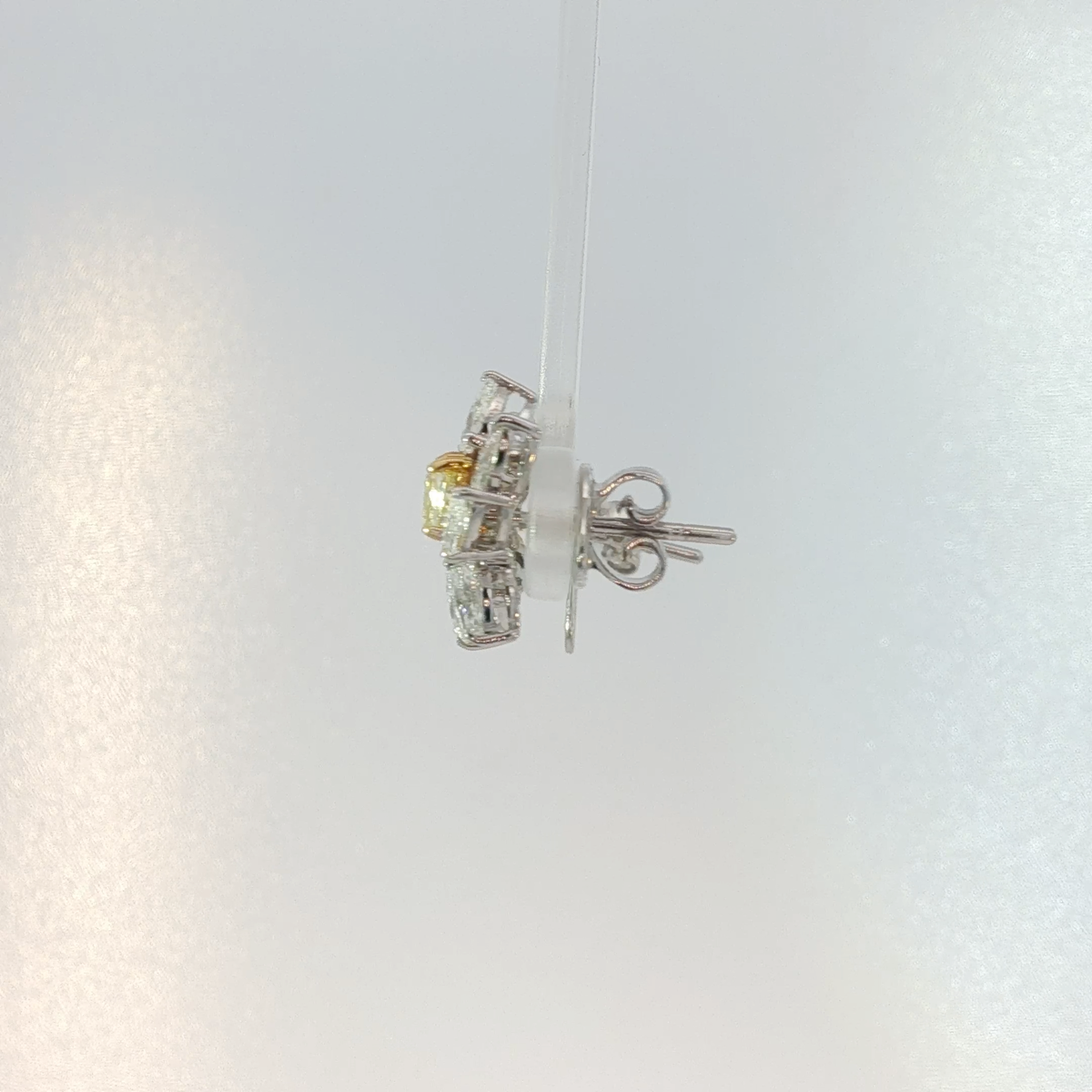 Fancy Intense Yellow Diamond Cluster Earrings in White Gold