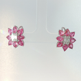 Load image into Gallery viewer, Vivid Pink Sapphire Floral Cluster Earrings in White Gold
