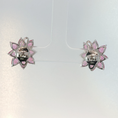 Load image into Gallery viewer, Vivid Pink Sapphire Floral Cluster Earrings in White Gold
