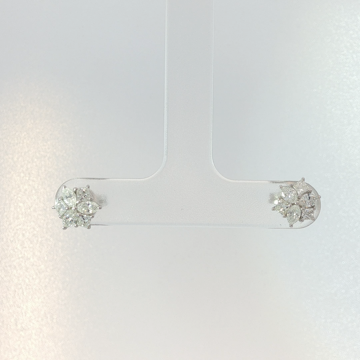 Diamond Floral Cluster Earrings White