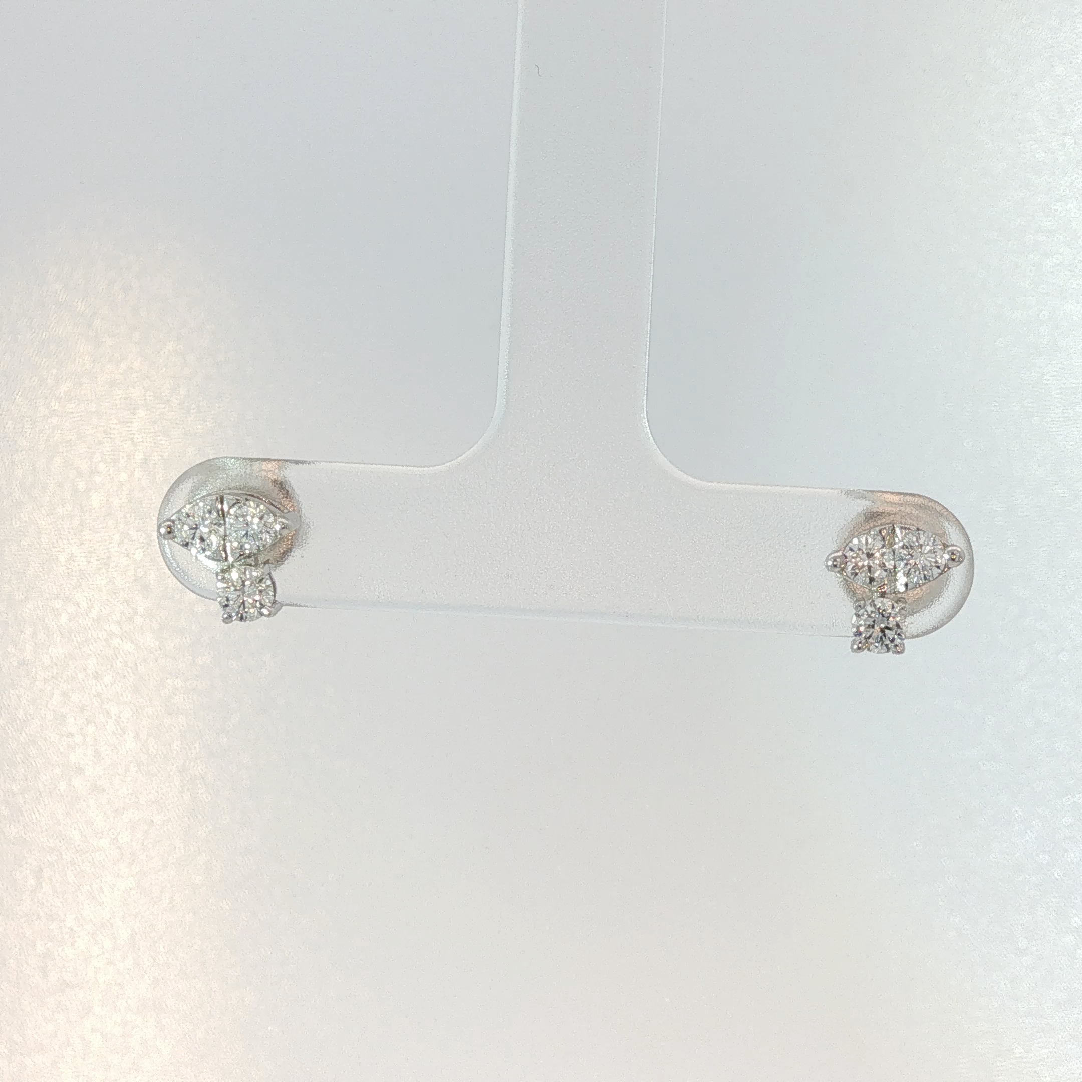 White Gold Diamond Cluster Stud Earrings
