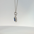 Load image into Gallery viewer, White Gold Royal Blue Sapphire Halo Pendant Necklace
