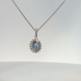 Load image into Gallery viewer, White Gold Royal Blue Sapphire Halo Pendant Necklace
