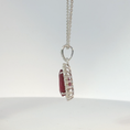 Load image into Gallery viewer, Pear-Shaped Pigeon Blood Ruby Halo Pendant in White Gold
