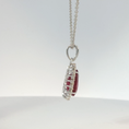 Load image into Gallery viewer, Pear-Shaped Pigeon Blood Ruby Halo Pendant in White Gold
