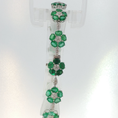 Load image into Gallery viewer, White Gold Floral Emerald Cluster Chain Bracelet
