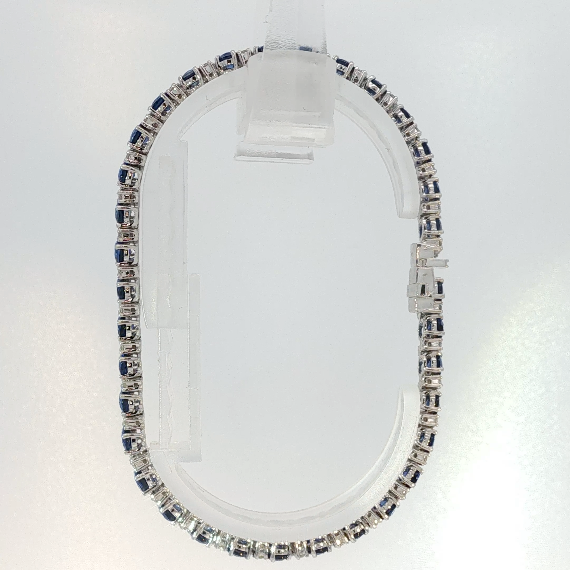 Oval Royal Blue Sapphire White Gold Tennis Bracelet