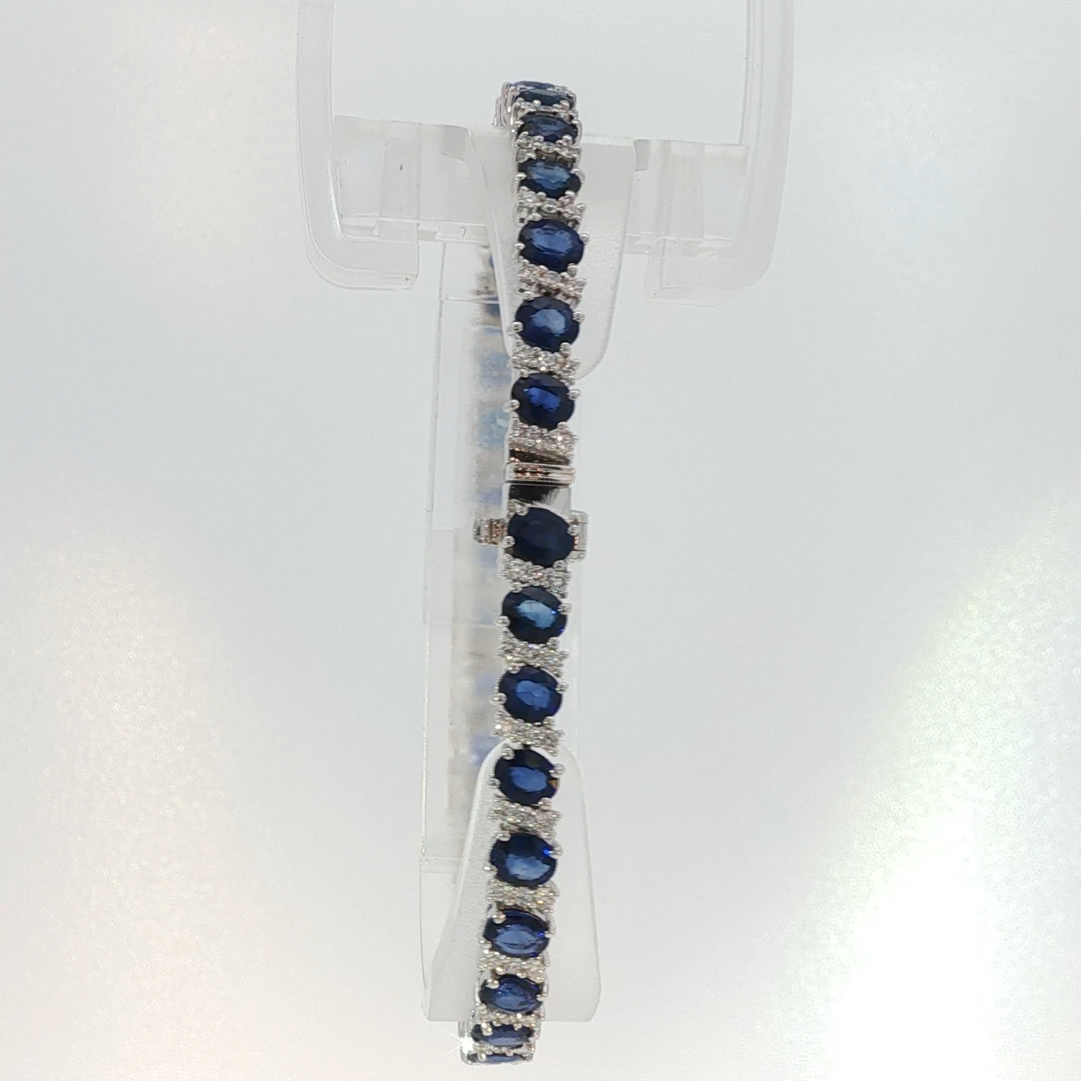 Oval Royal Blue Sapphire White Gold Tennis Bracelet