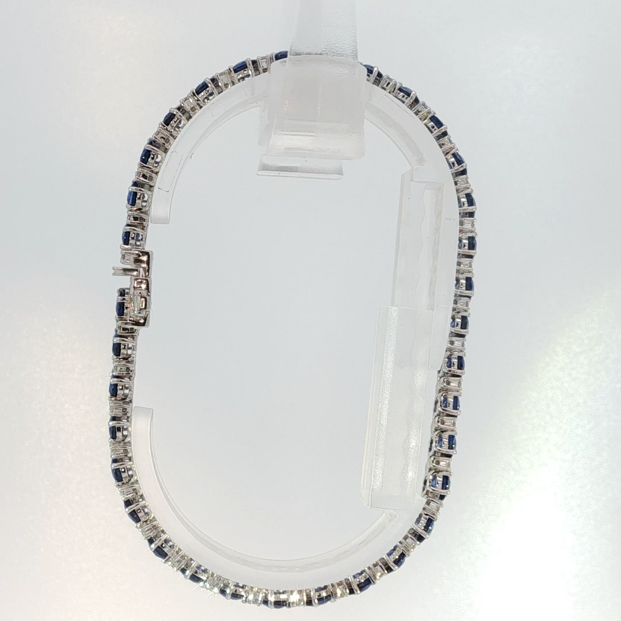Oval Royal Blue Sapphire White Gold Tennis Bracelet