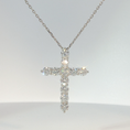 Load image into Gallery viewer, Diamond Cross Pendant Necklace in White Gold
