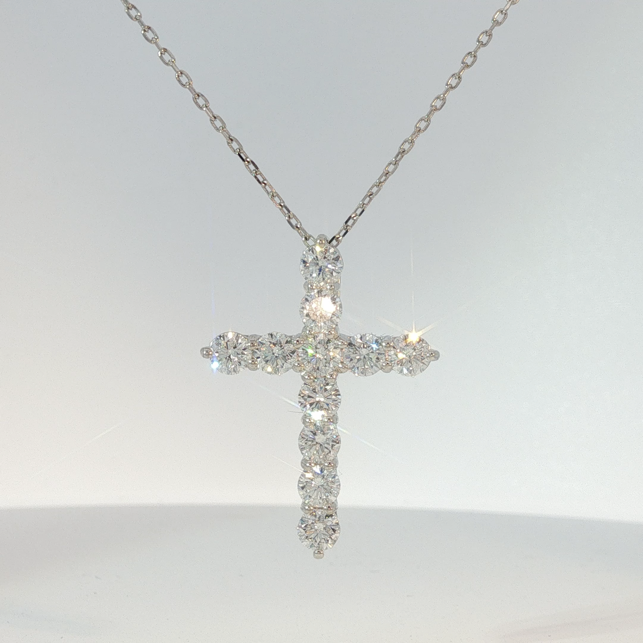 Diamond Cross Pendant Necklace in White Gold