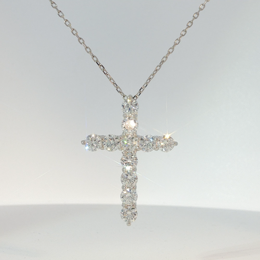 Diamond Cross Pendant Necklace in White Gold