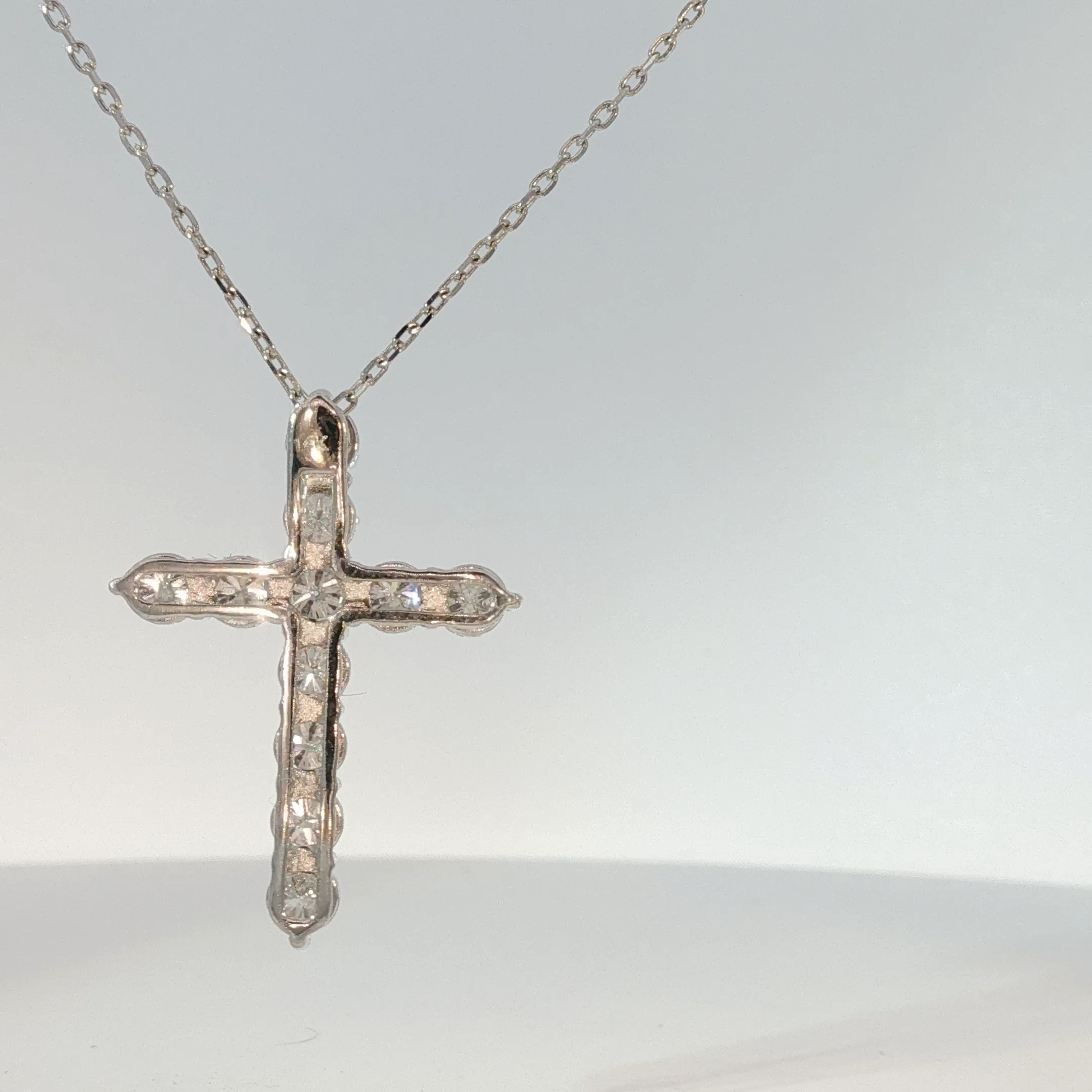 Diamond Cross Pendant Necklace in White Gold