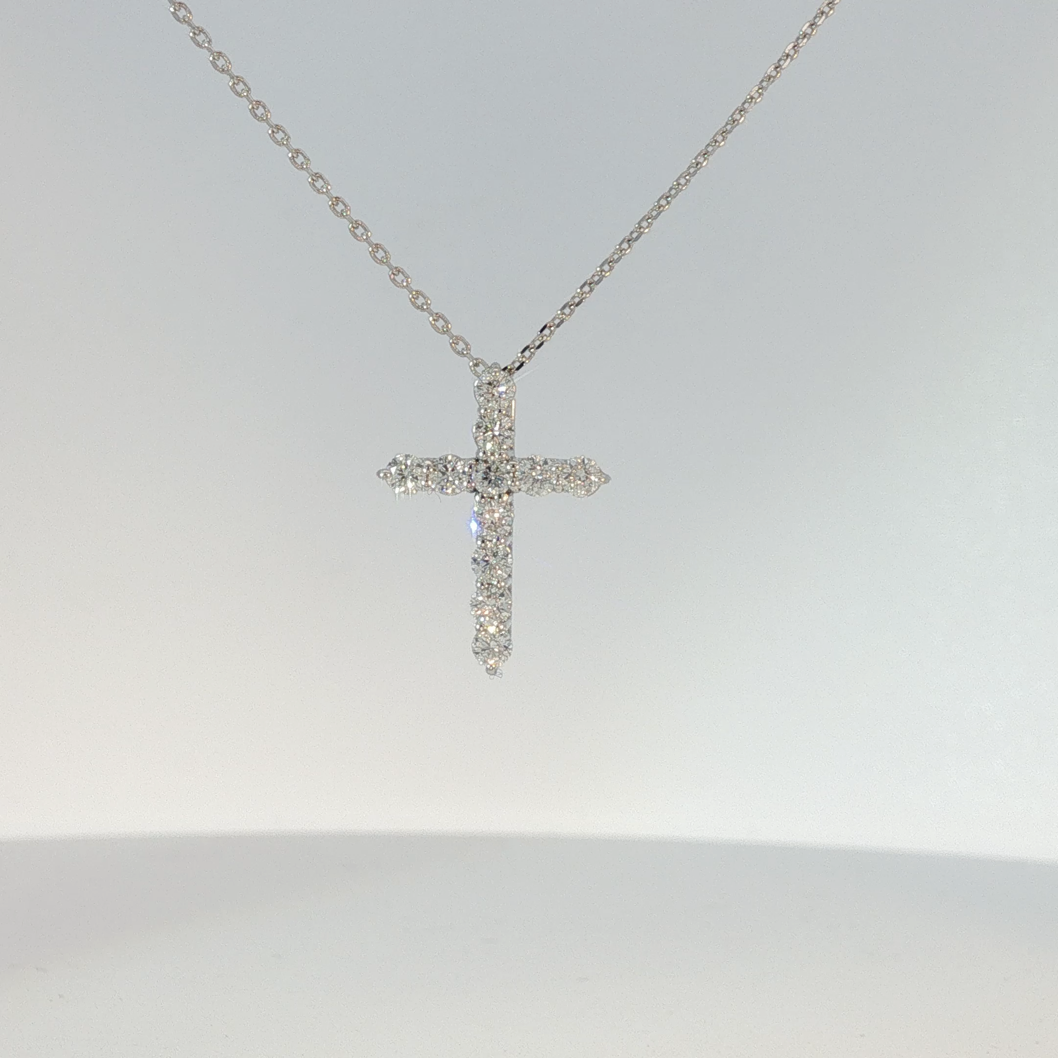 Diamond Cross Pendant Necklace in White Gold