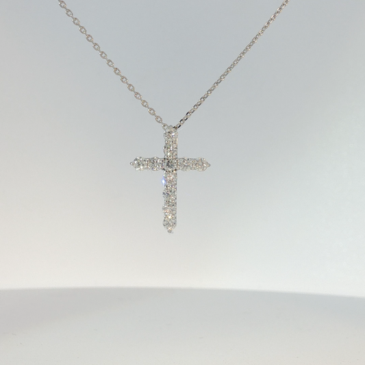 Diamond Cross Pendant Necklace in White Gold