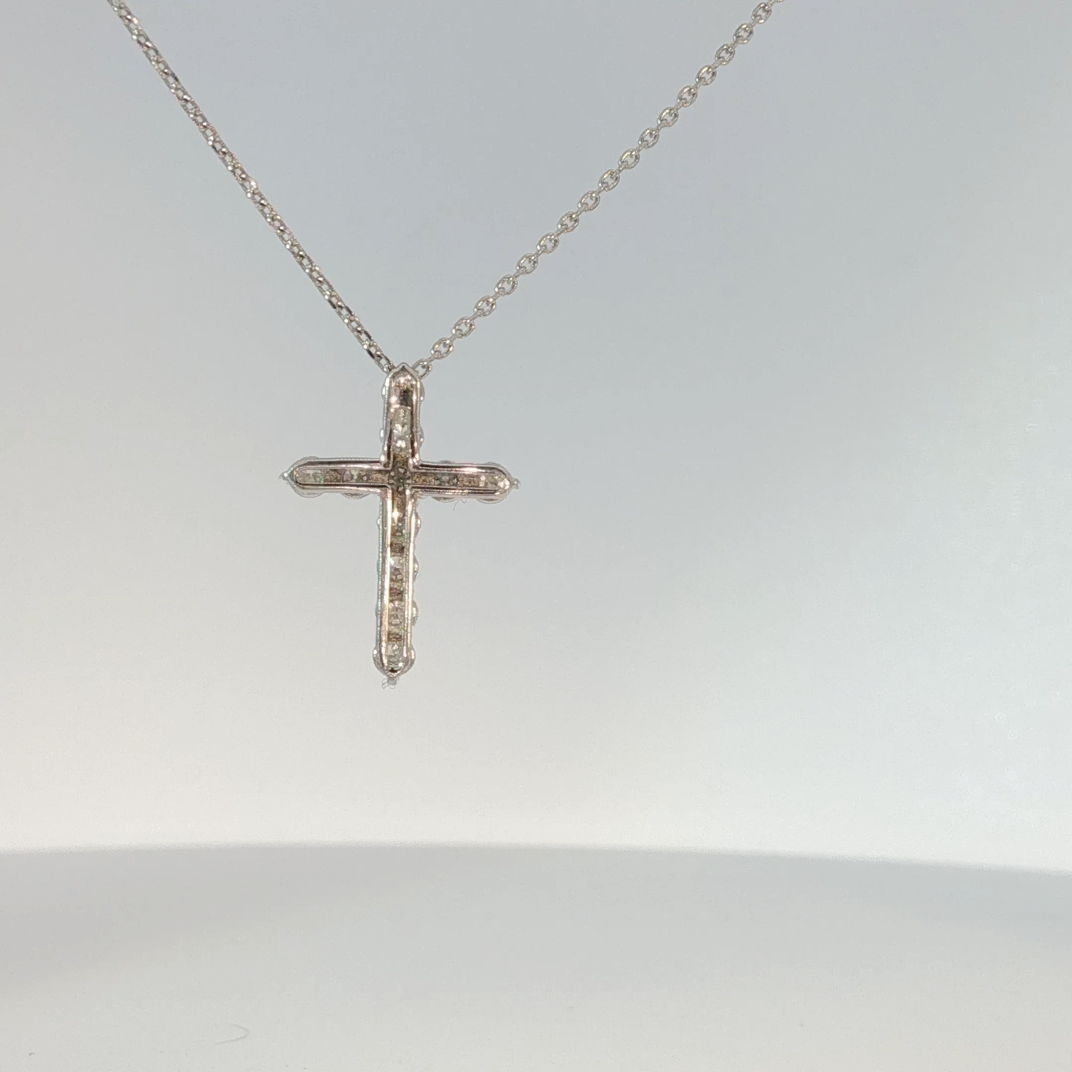 Diamond Cross Pendant Necklace in White Gold