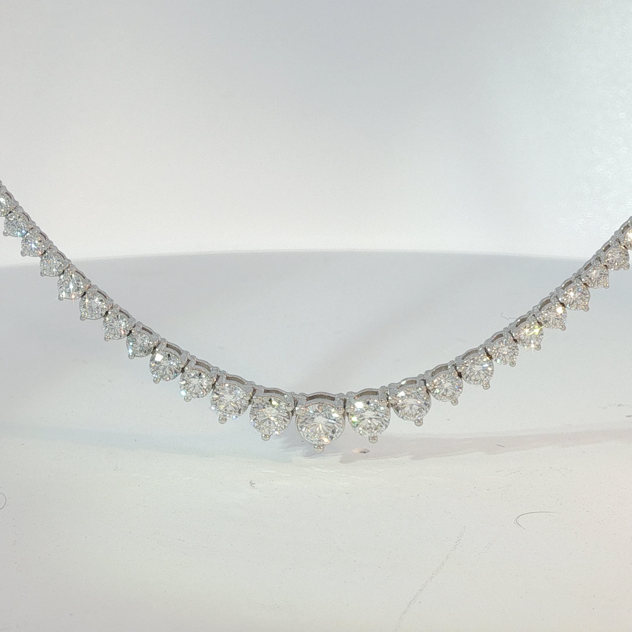White Gold Graduated Round Diamond Necklace