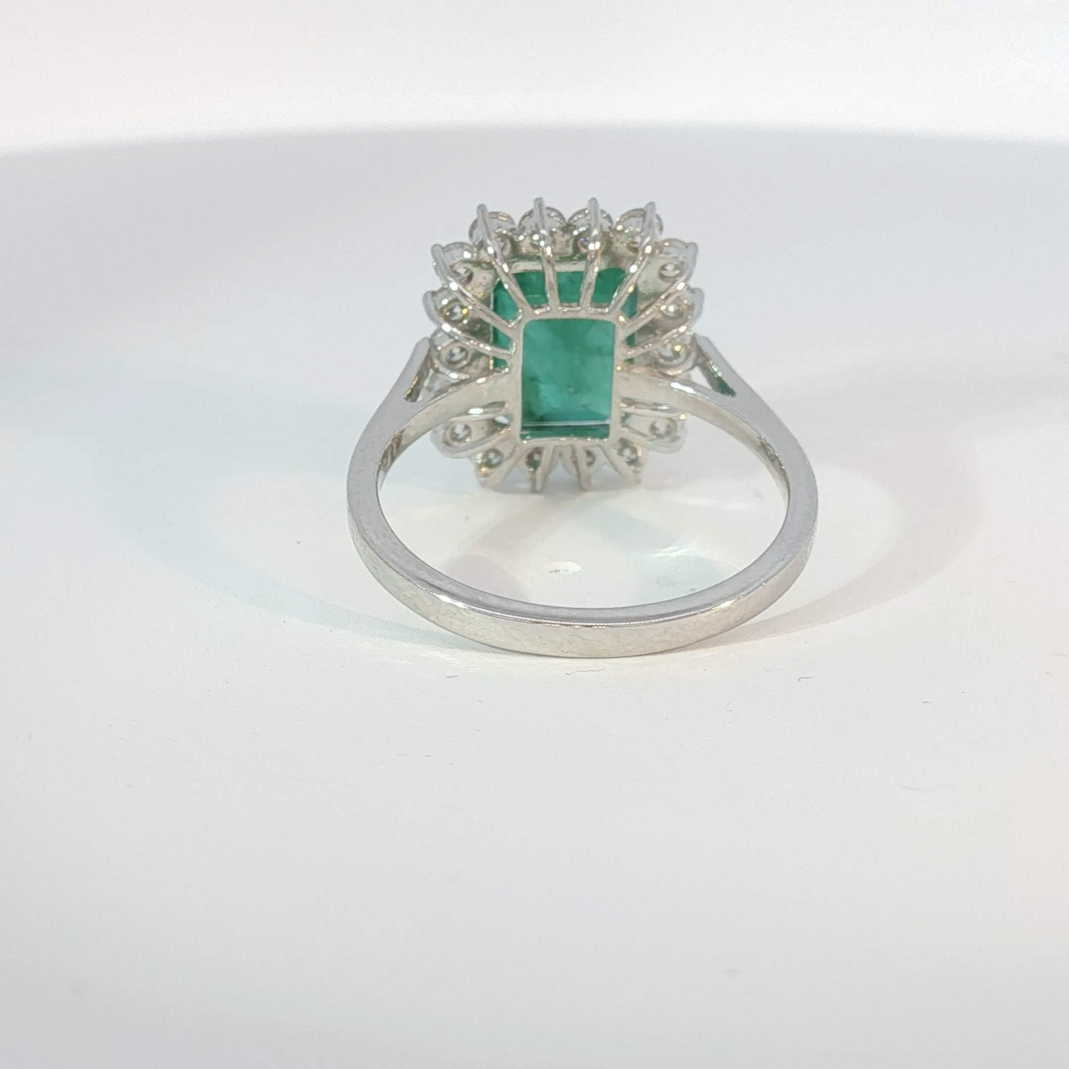 Emerald Halo Cocktail Ring in White Gold