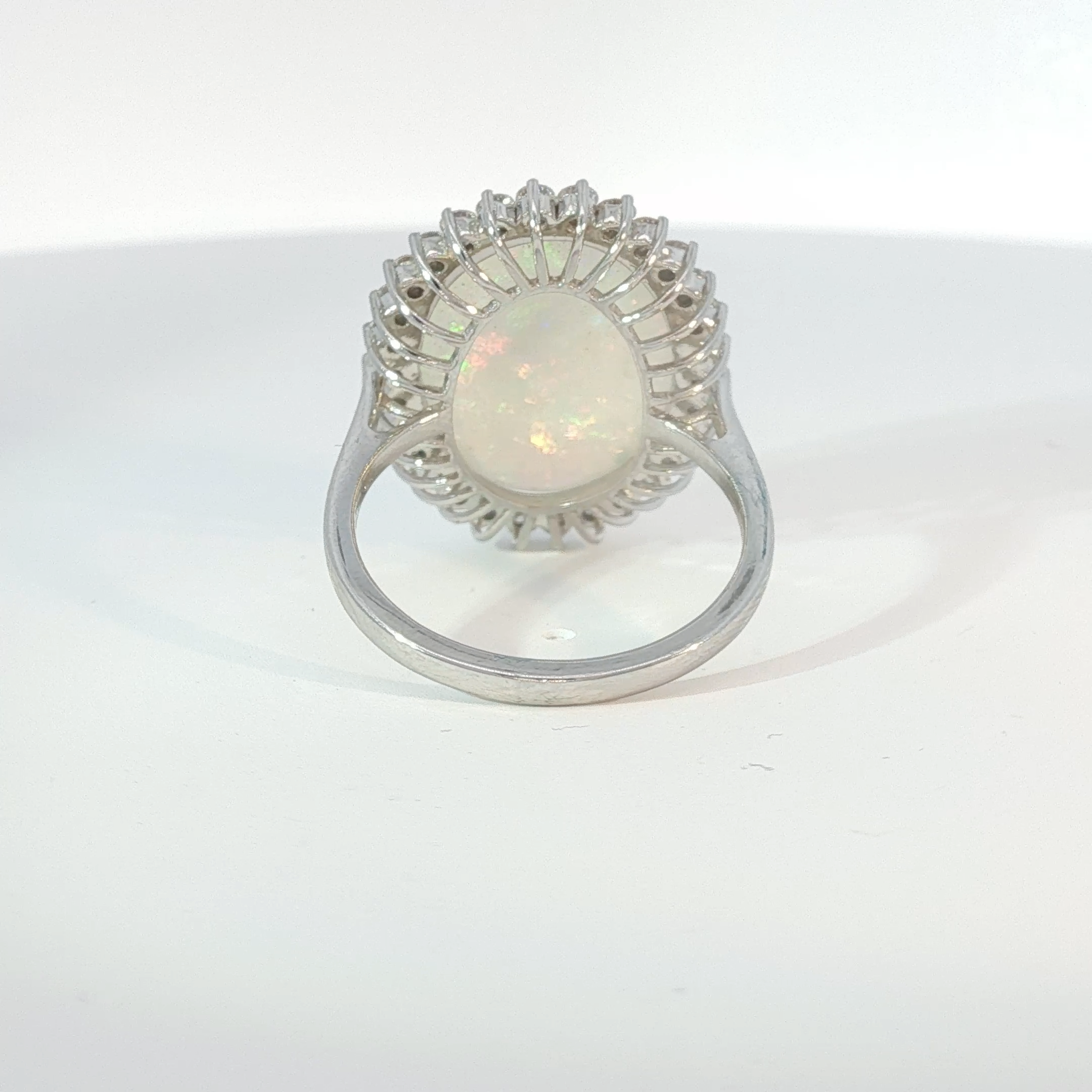White Gold Oval Opal Halo Cocktail Ring