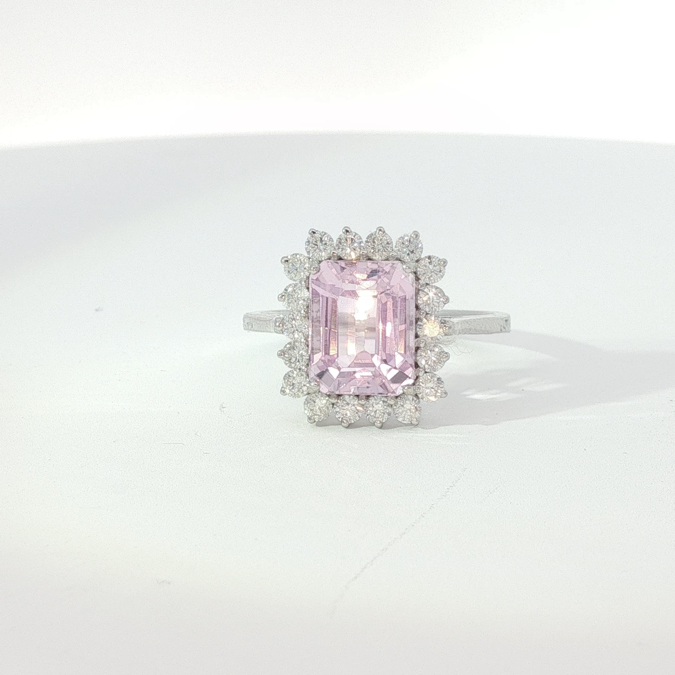 Pink Sapphire Halo Cocktail Ring in White Gold