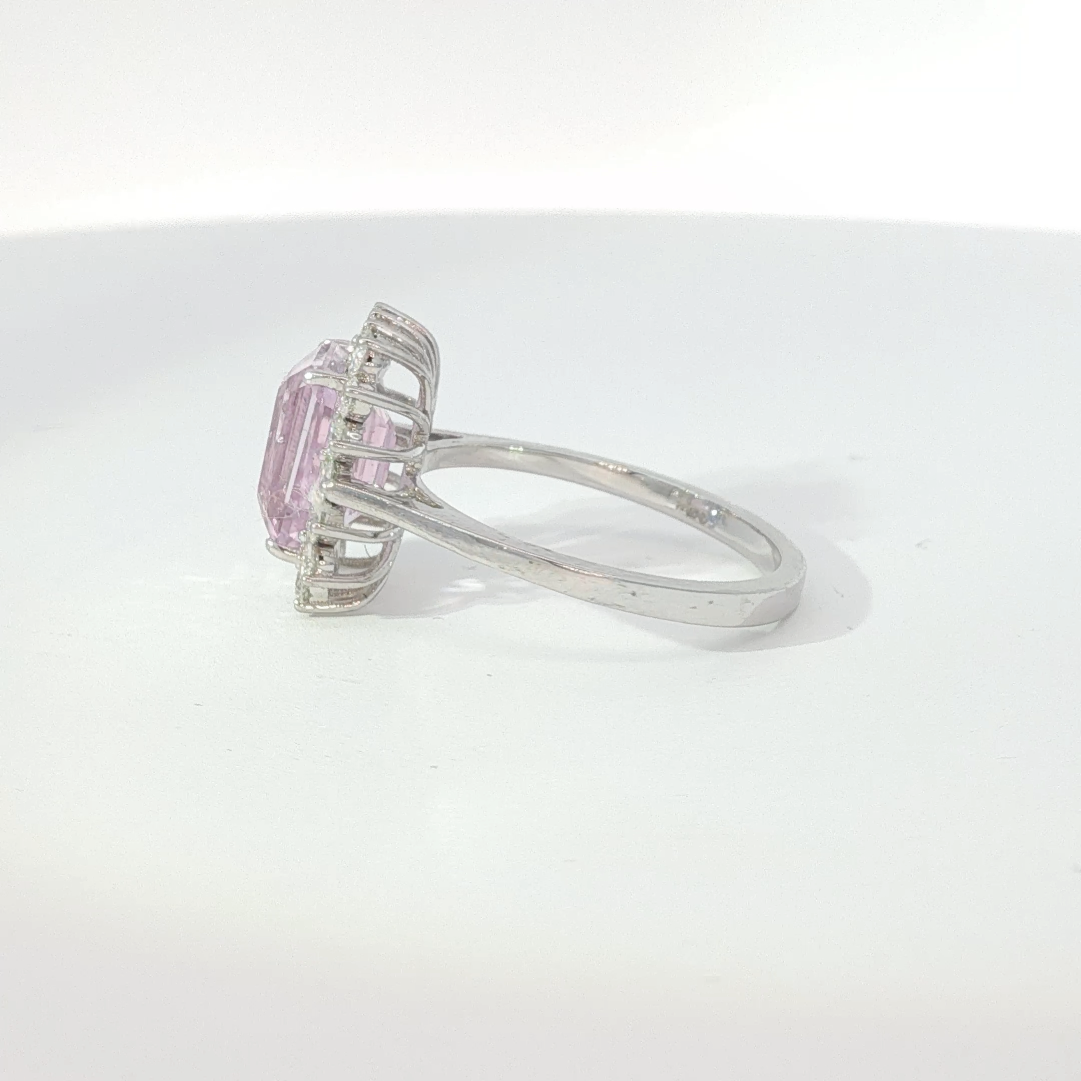 Pink Sapphire Halo Cocktail Ring in White Gold