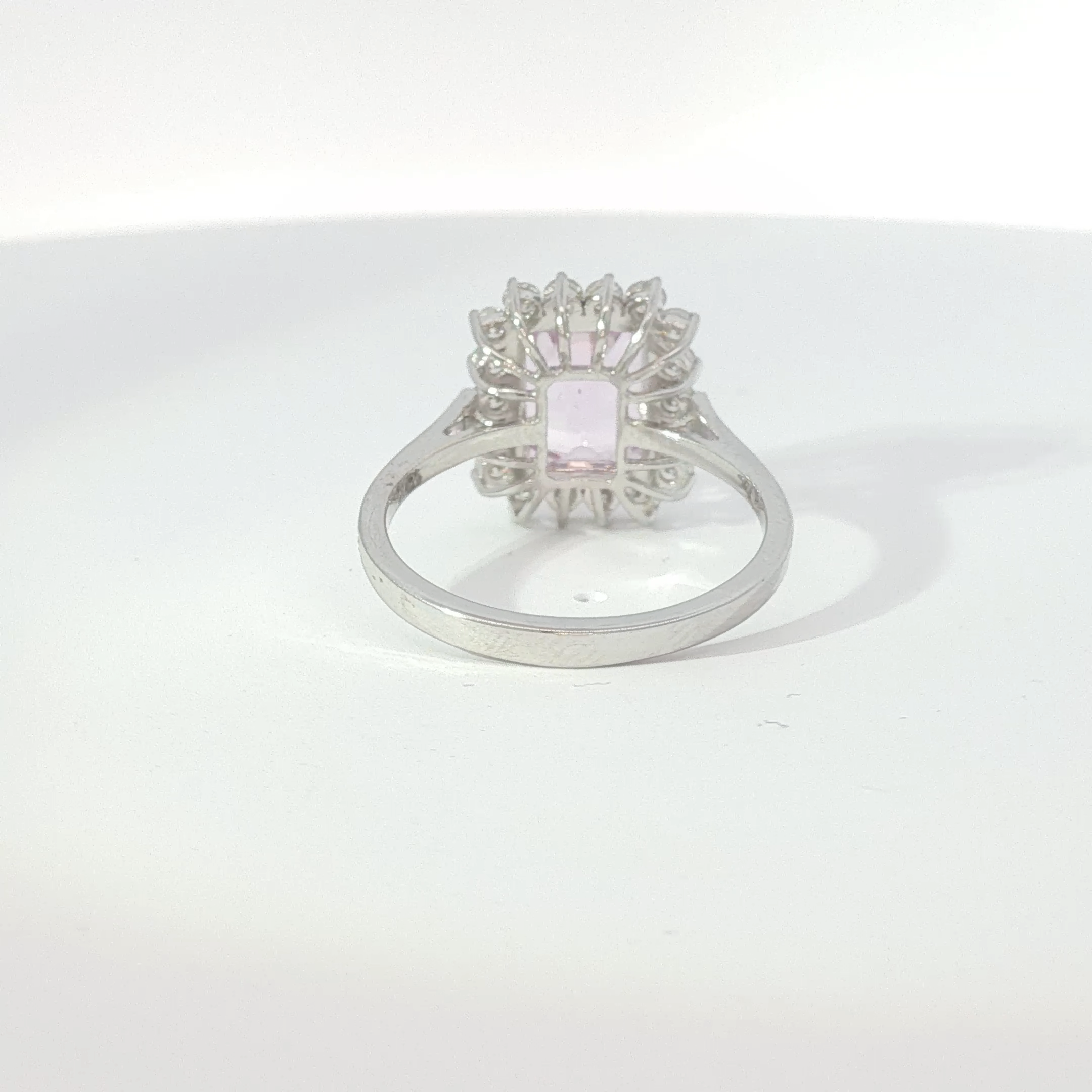 Pink Sapphire Halo Cocktail Ring in White Gold