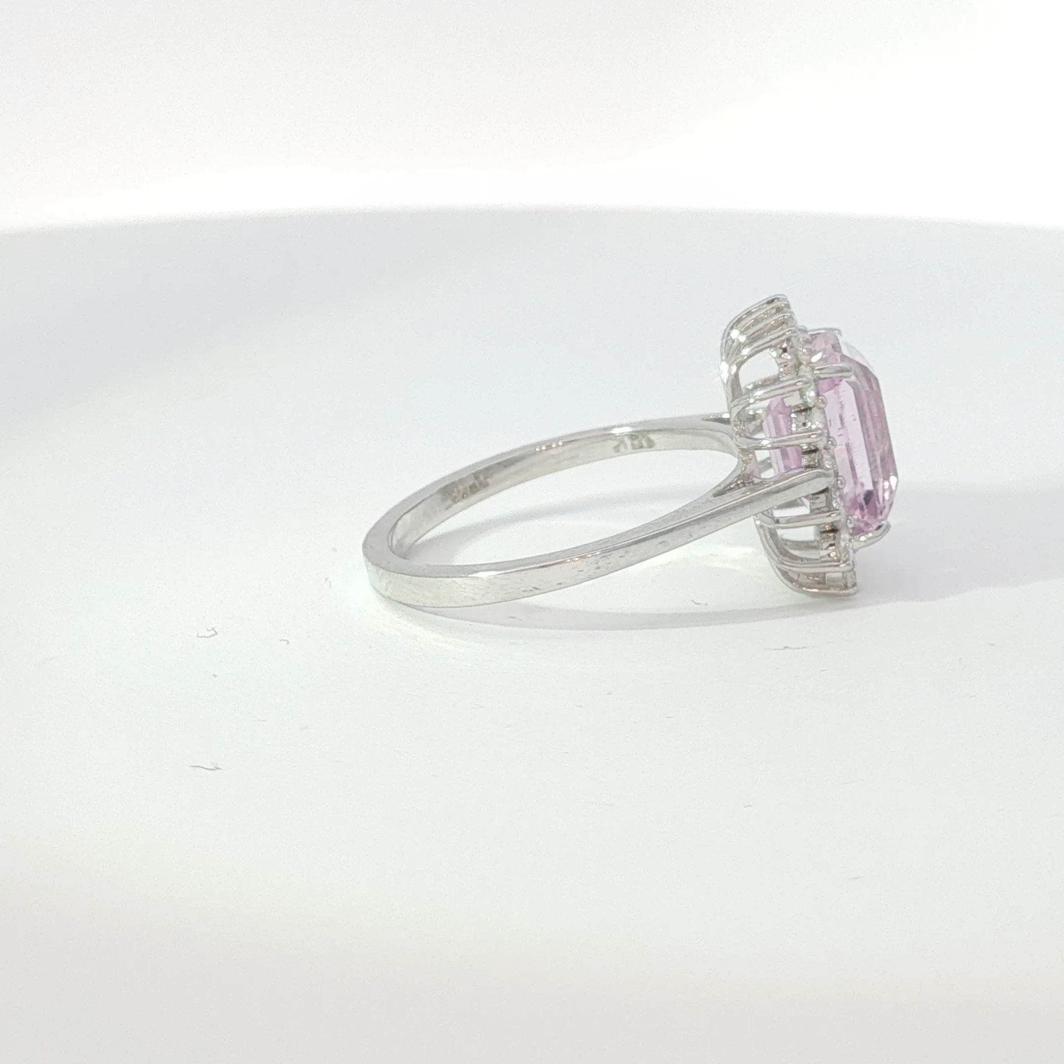 Pink Sapphire Halo Cocktail Ring in White Gold