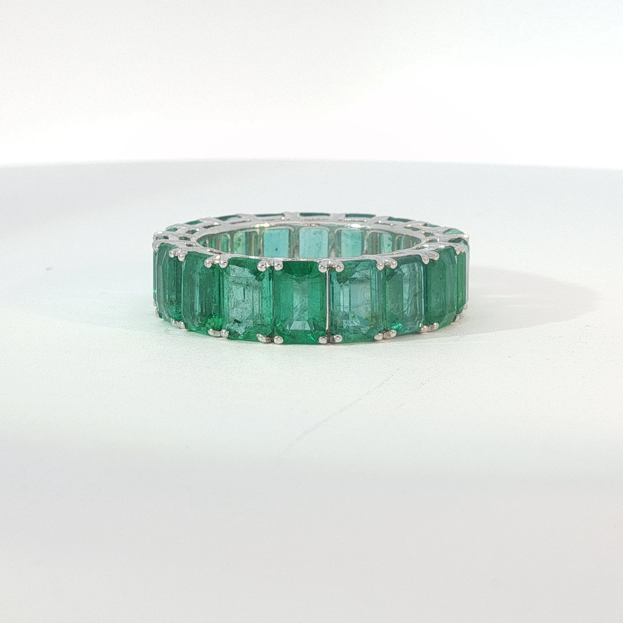 Emerald-Cut Emerald Eternity Ring in White Gold