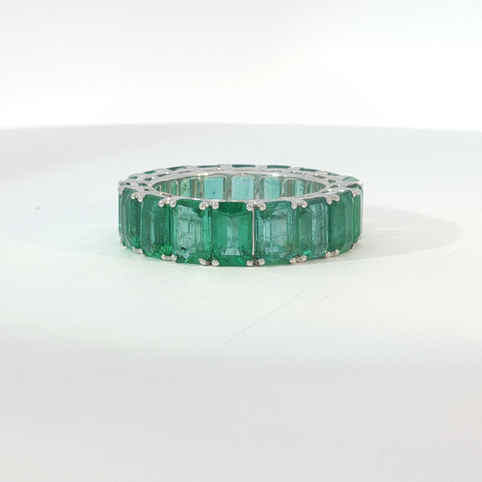 Emerald-Cut Emerald Eternity Ring in White Gold