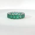 Load image into Gallery viewer, Emerald-Cut Emerald Eternity Ring in White Gold

