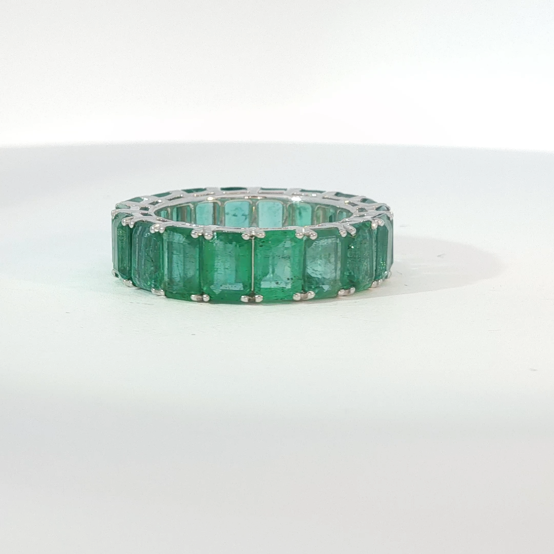 Emerald-Cut Emerald Eternity Ring in White Gold