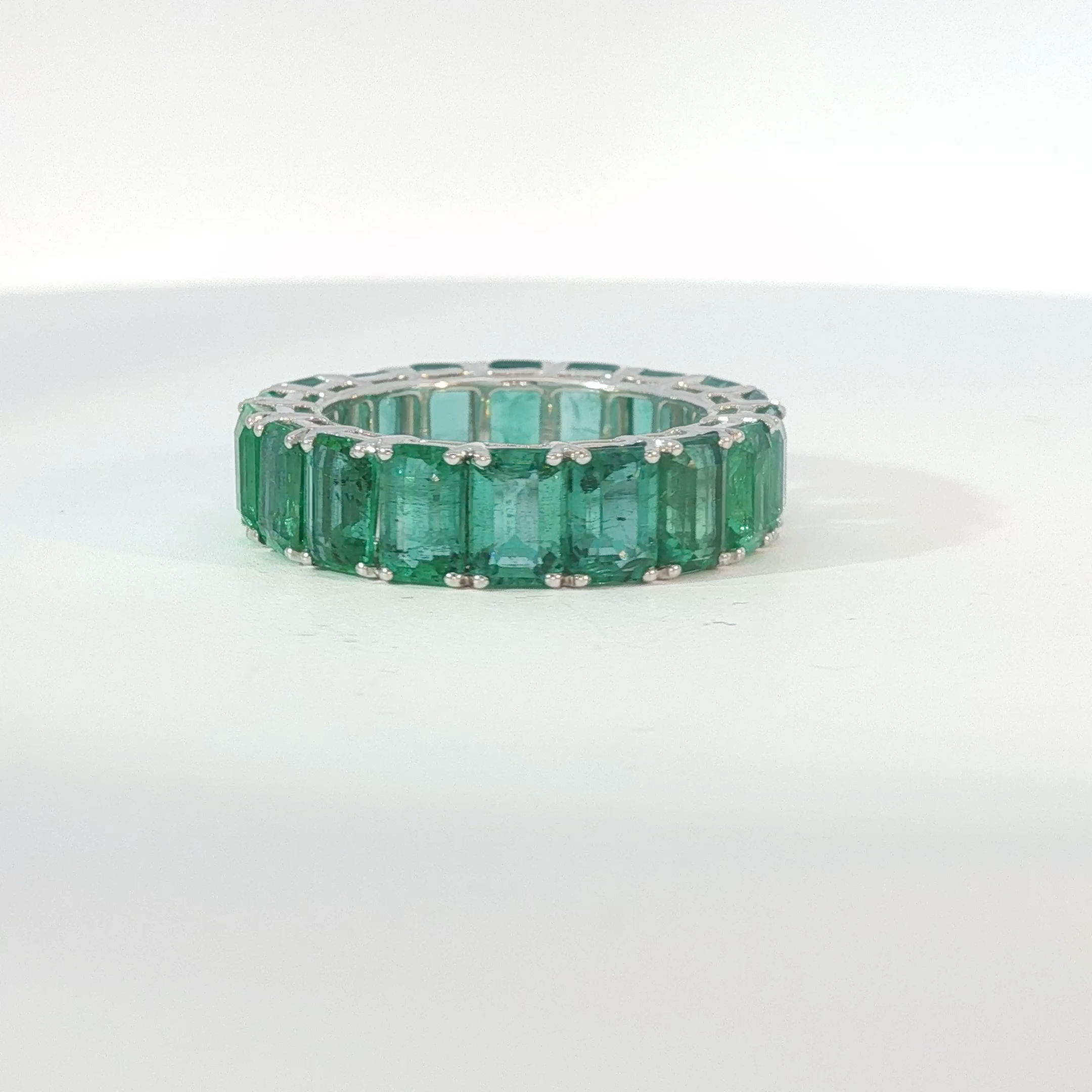 Emerald-Cut Emerald Eternity Ring in White Gold