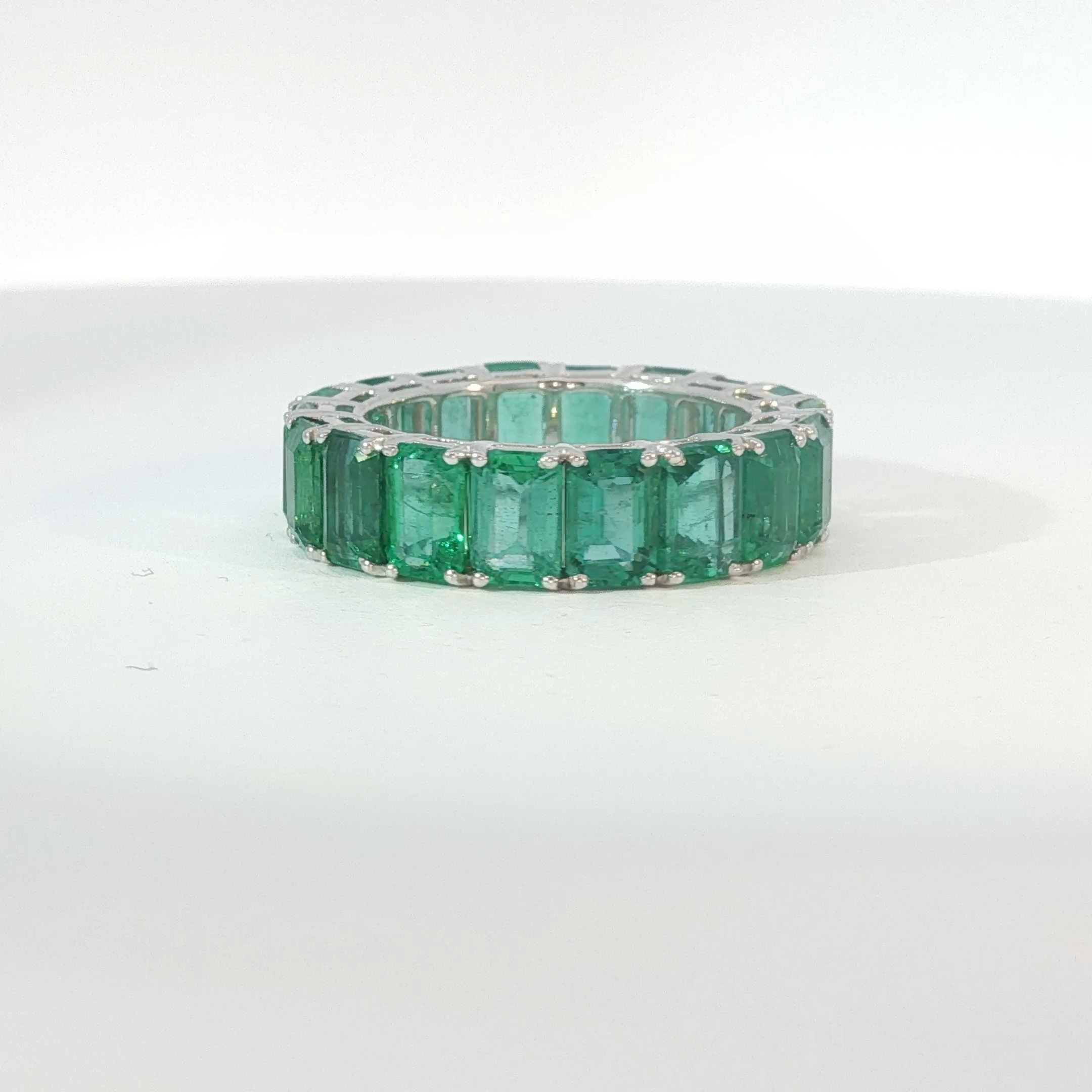 Emerald-Cut Emerald Eternity Ring in White Gold