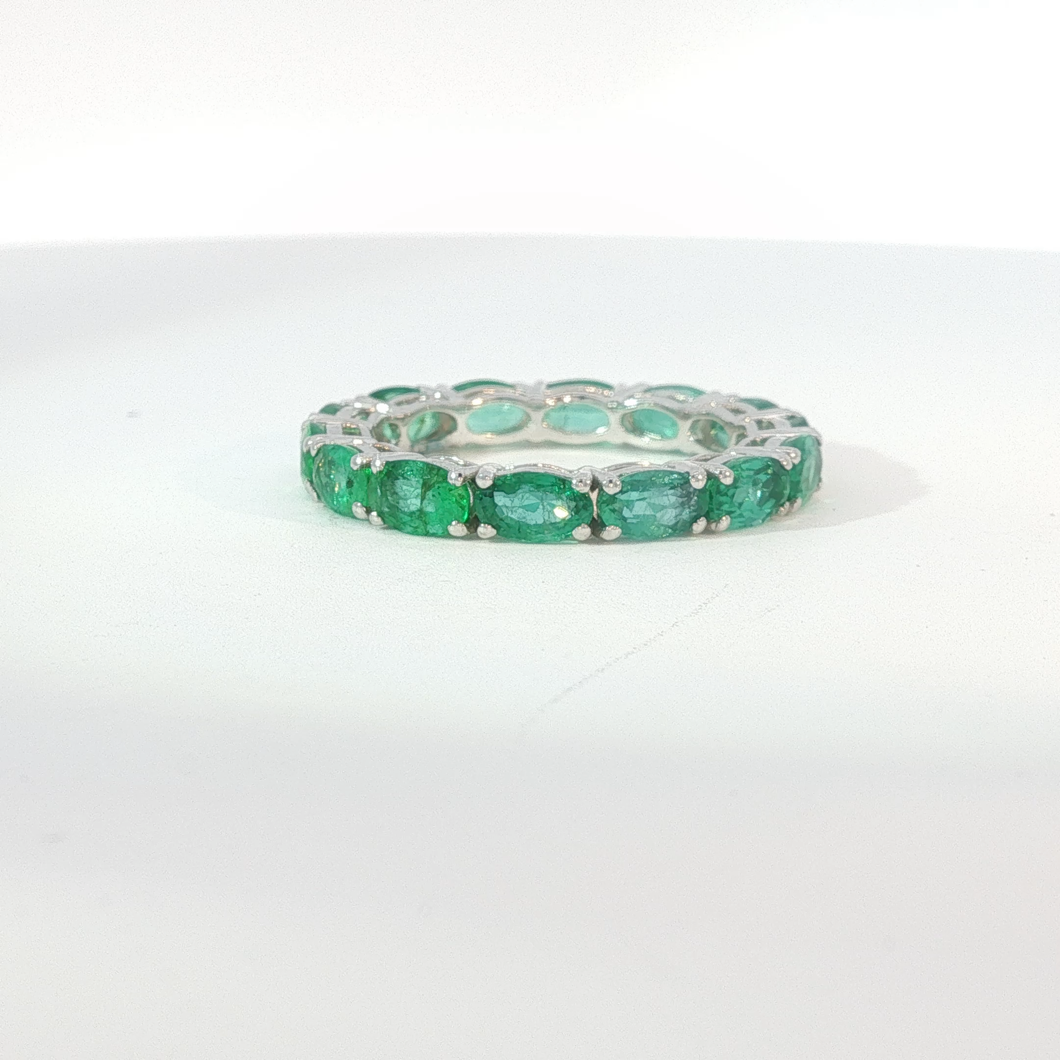Oval Emerald Eternity Ring in White Gold
