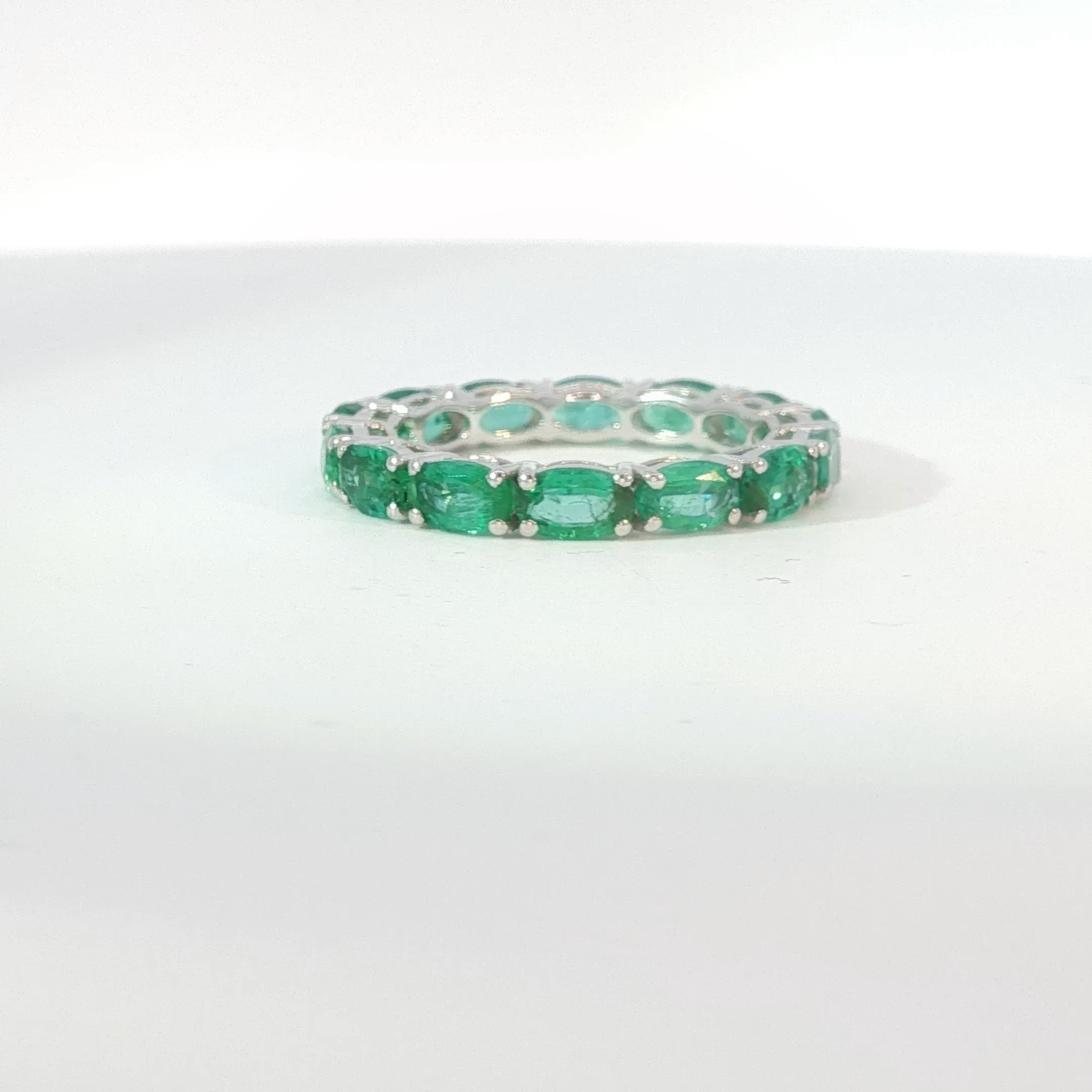 Oval Emerald Eternity Ring in White Gold