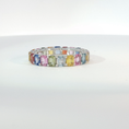Load image into Gallery viewer, Multi-Color Sapphire Emerald Cut Eternity Ring in White Gold
