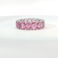 Load image into Gallery viewer, Emerald Cut Vivid Pink Sapphire White Gold Eternity Ring
