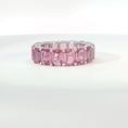Load image into Gallery viewer, Emerald Cut Vivid Pink Sapphire White Gold Eternity Ring
