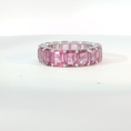 Load image into Gallery viewer, Emerald Cut Vivid Pink Sapphire White Gold Eternity Ring
