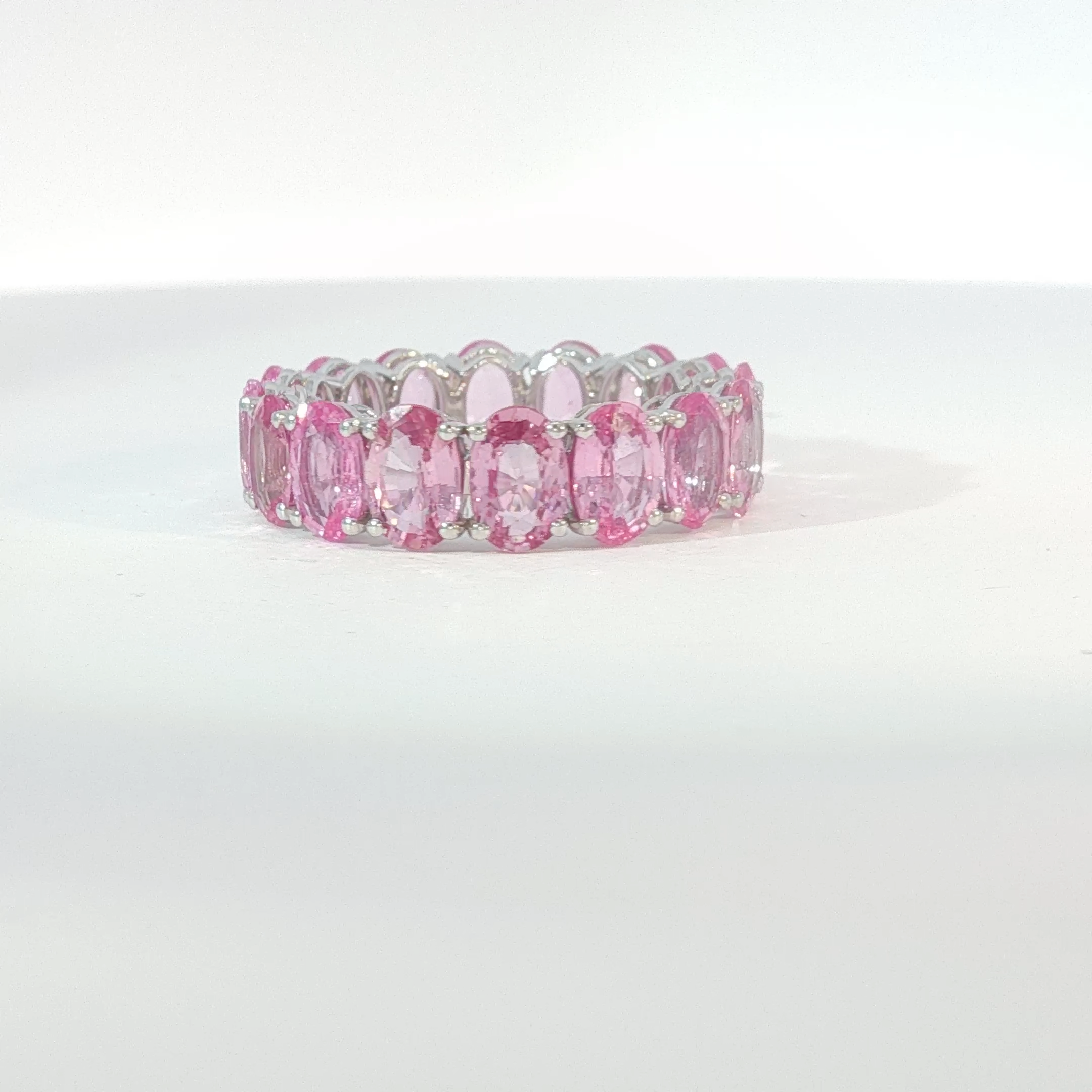 Oval Pink Sapphire Eternity Ring in White Gold
